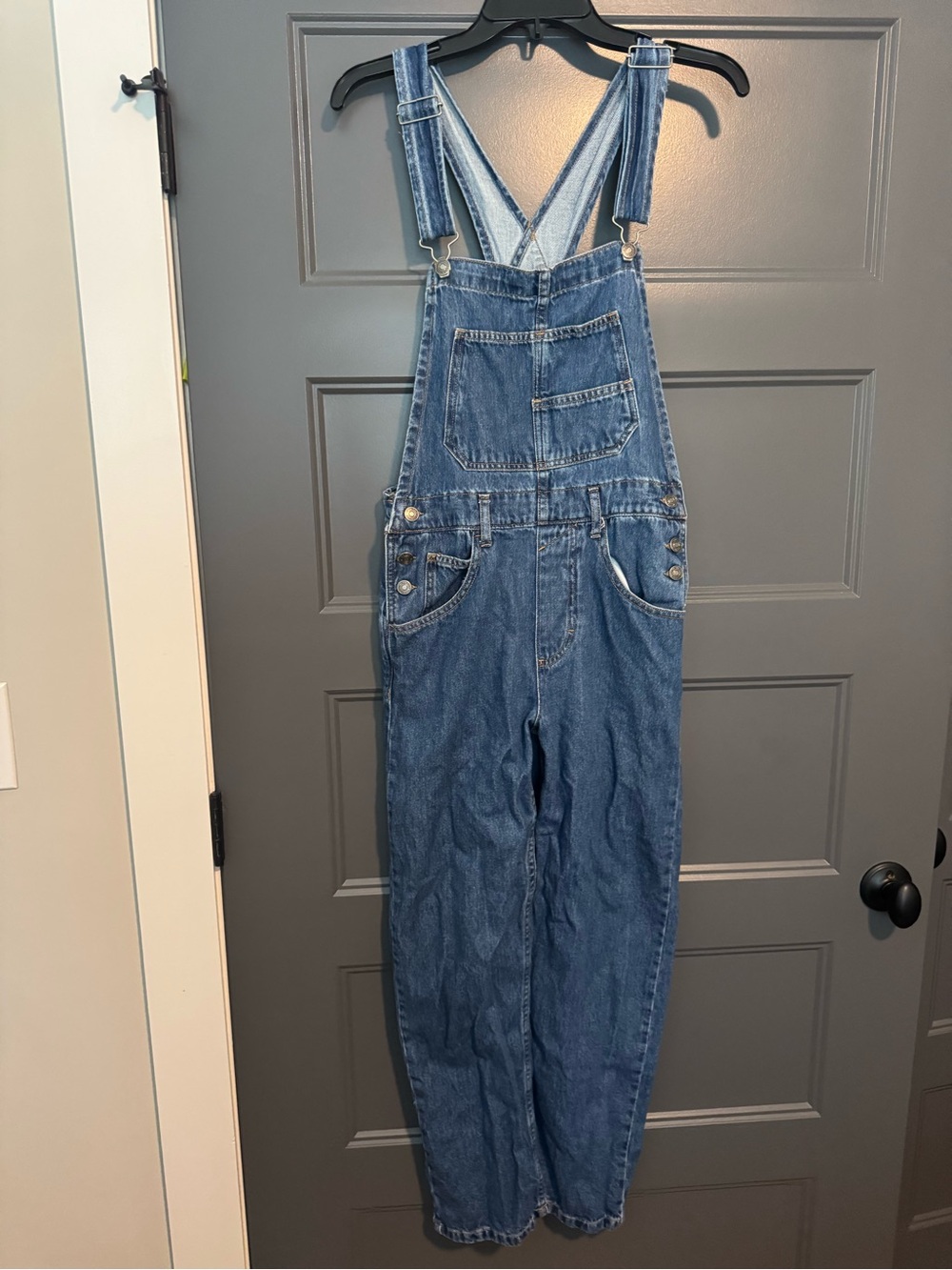 We The Free Blue Denim Overall Jumpsuit